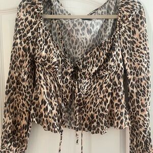 MAJORELLE print top with ties